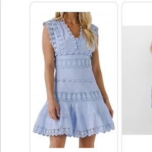 Endless Rose, Plunging Neck Lace Trim Dress